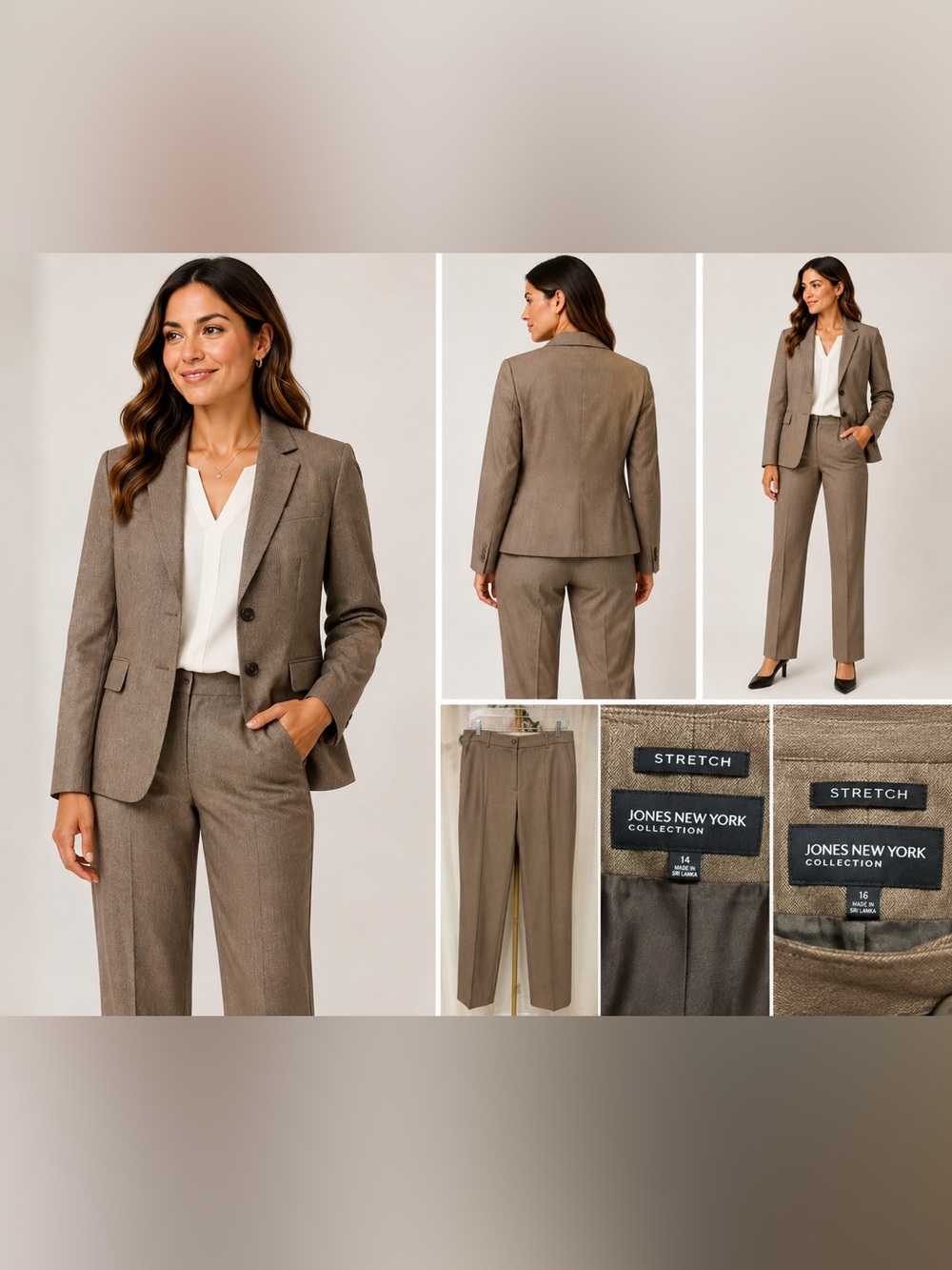 Jones New York Women’s Stretch 2 Piece Pant Suit Blazer 14 Pants 16 NWOT